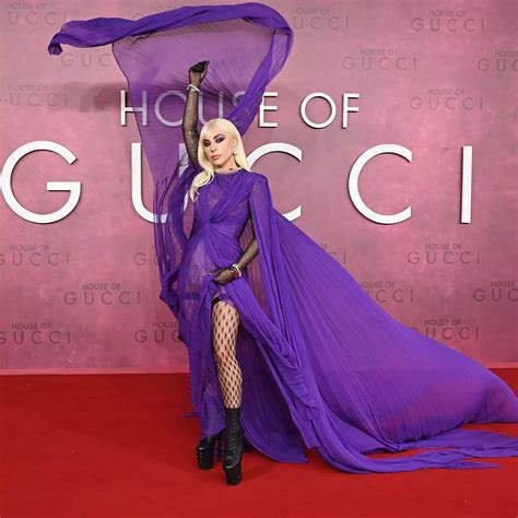 lady gaga purple dress